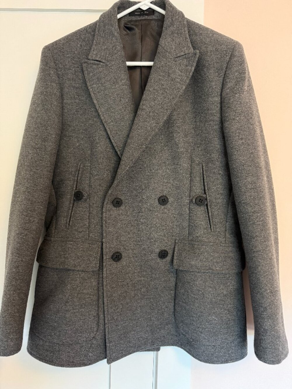 Emporio Armani Double Breast Pea Coat Gray Made in Italy Size 48 (Large) Wool
